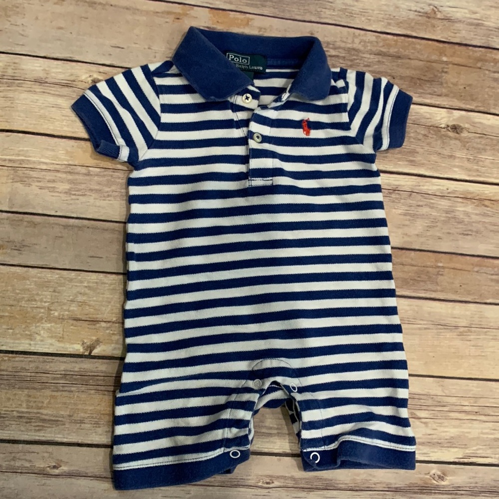 Polo Ralph Lauren baby boy outfit/ onesie/ polo. Size 9M.